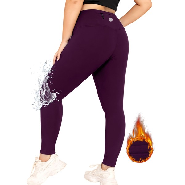 LALAGEN Womens Plus Size Fleece Lined Leggings Water Resistant Thermal