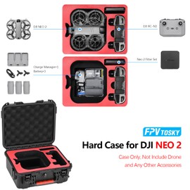 FPVtosky NEO 2 Case, Waterproof HardCase for DJI NEO 2 Fly More Combo Accessories, fits DJI RC-N3 Remote Controller [CASE ONLY]