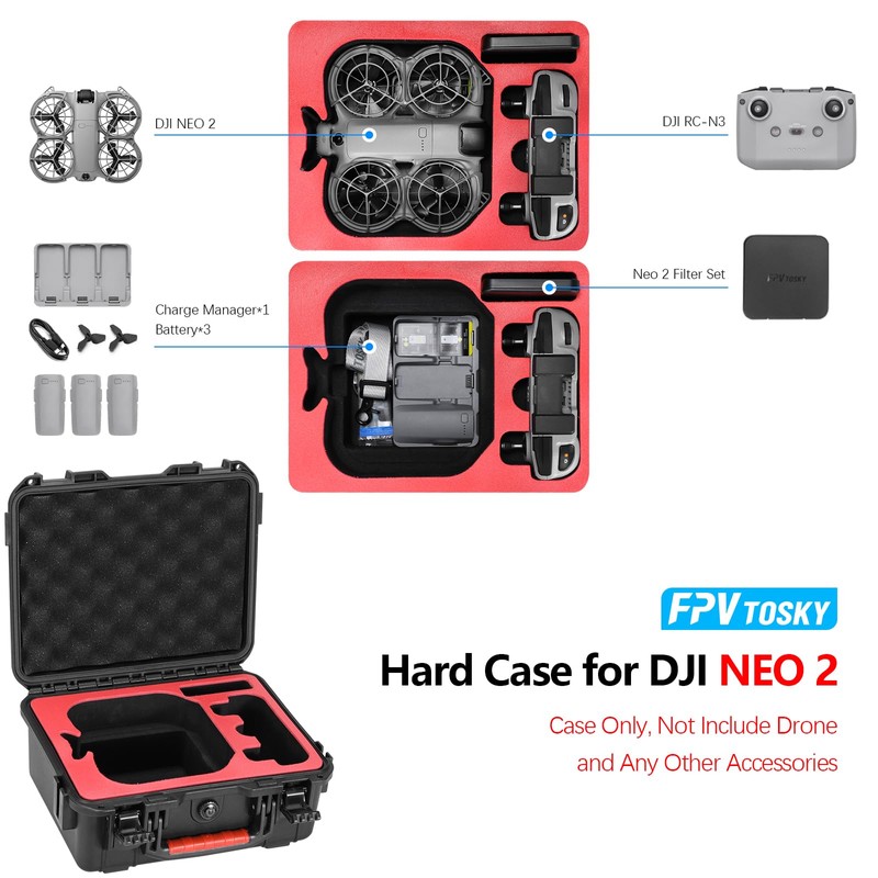 FPVtosky NEO 2 Case, Waterproof HardCase for DJI NEO 2