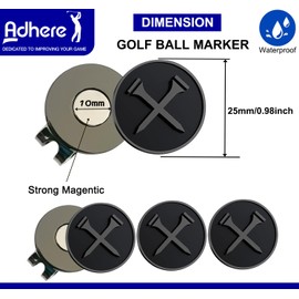 Adhere Golf Ball Markers Personlized Logo Enamel with A Strong Magnetic Hat Clips A Premium Golf Gifts for Golfer (Style R Black Golf tees)