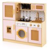 Costzon Kids Kitchen Playset, Wooden Play Kitchen w/Rattan Door, Realistic