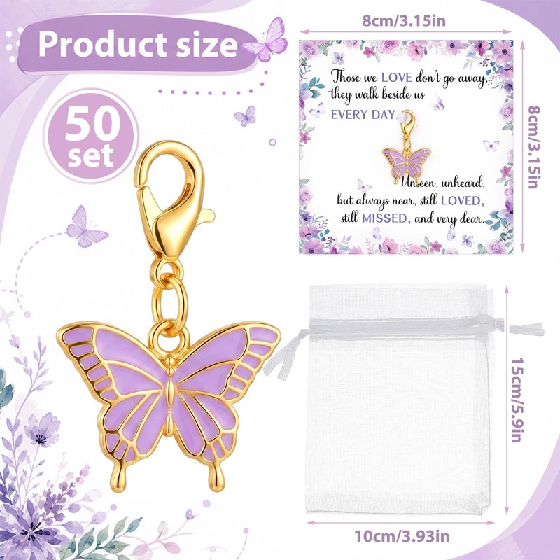 50 Set Light Purple Butterfly Funeral Favors Celebration of Life