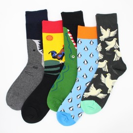 TOEJY Fun Crazy Funny Dress Socks for Men, Cute Novelty Cool Silly Funky Pattern Graphic Calf Cotton Crew Socks Gift