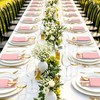 50 Pack Disposable Linen-Feel Dinner Napkins,Built-in Flatware Pocket, Pink,12x17 In,Suitable