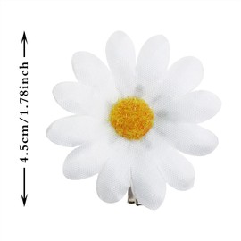Daisy Hair Clip Penta Angel 6Pcs Small Fabric Sun Flower Hair Alligator Clip Wedding Bride Hair Barrette Pin Accessory for Women Girls Summer Beach Party (White-6p)