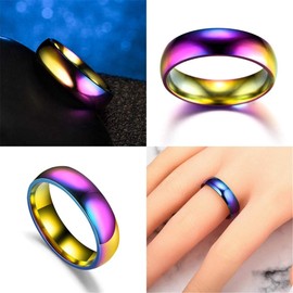 HELLOYOUNG 1PC 16-23mm Rainbow Ring Titanium Steel Ring Slim Ring Magn1etic Men Women Health Care Jewelry Other (Wellness & Relaxation) (20mm)