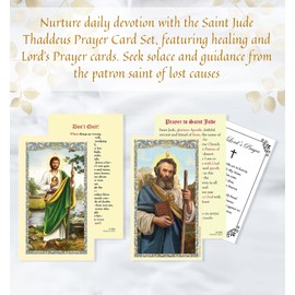Saint Jude Thaddeus Prayer Card - Laminated St Jude Healing Card, The Lord's Prayer - Patron Saint of Lost Cause Theme Set for Daily Devotion - 3 Items