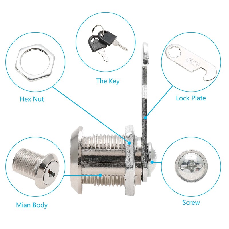 Jiozermi 5 Pack Cabinet Cam Locks Keyed Alike, 3/4" (20mm)