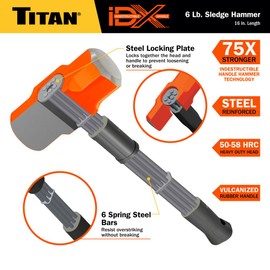 Titan iDX 63616 6lb Indestructible Sledge Hammer, 16-Inch Handle