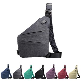 GDOKKNY Anti Theft Crossbody Bag for Women Personal Flex Travel Bag Anti-Theft Cross Body Bag Sling Chest Bag for Men （Gray）