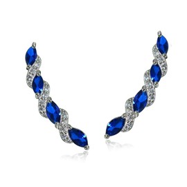 Ear Climbers Earrings for Women, Ear Crawler Earrings for Women, Birthstone Earrings, Genuine or Synthetic Gemstone Earrings, Twist Curved Climber Crawler, Sterling Silver Earrings for Women, Sterling