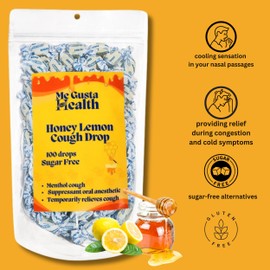 ME GUSTA HEALTH Honey Lemon Sugar Free Cough Drops with Menthol to Help Support The Immune System | Soothing for Dry | Sore Throat Drops | Temporary Relief from Cough 100 Count Compare to Halls