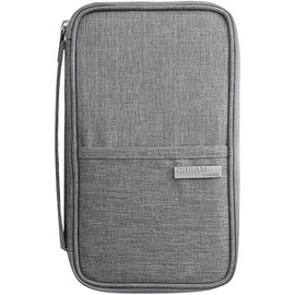 Cartera para Pasaporte de Viaje - Funda Pasaporte Organizador Bolsa Multifuncional para Almacenamiento de Documentos de Viaje con Cremallera Impermeable Unisex para Familiar de Gran Capacidad（Gris）