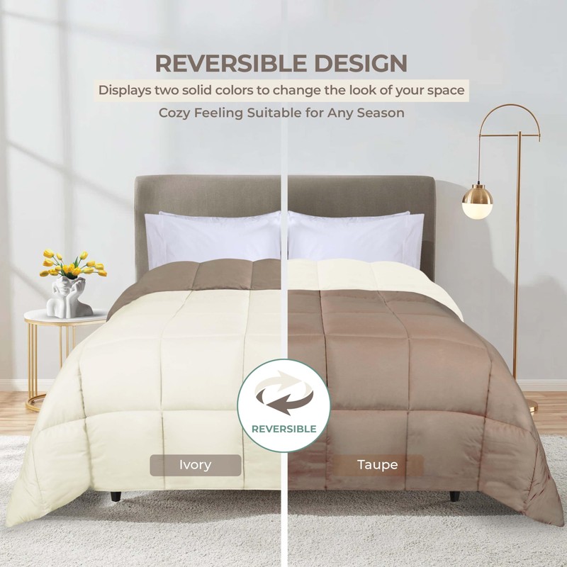 Superior Brushed Microfiber Comforter, Down Alternative Bedding, Medium Weight, Soft