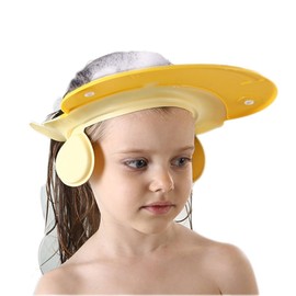 Gorro de ducha ajustable para niños, para baño, champú, bañera, cabezal de enjuague de pelo, visera de seguridad para evitar que el agua entre en los ojos y las orejas para protección de niños y niños pequeños (amarillo)
