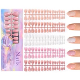 150 Uñas Postizas De Gel Con Punta Francesa, Color Piel, 15 Tamaños, 5 Colores, Para Manicura Casera, Regalo Para Mamá O Para Tu Pareja (Color Puro: A