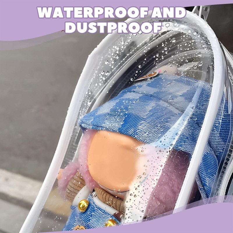 Pram Bag with Keychain (White) Transparent Plush Protective Cover Doll