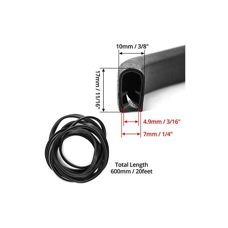 Tira de Sellado de Borde de Goma EPDM 20 Pies