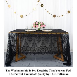 Pardecor Black Lace Tablecloth 60x120-Inch Small Lace Rectangle Tablecloth Lace Boho Tablecloth Lace Overlay Tablecloth(10,Black)