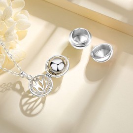 EUDORA Urn Necklace for Ashes for Women, Lotus Cremation Necklace for Ashes for Mom Papa Dad Grandma Dog Cat Ash souvenir pendant jewelry, 24inch Link