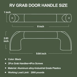 ESUDNT RV Grab Handle, Aluminum Automotive Entry Door Assist Bar for Camper, Trailer, Truck, Cargo Trailer, Boat (2 Pack,Black)