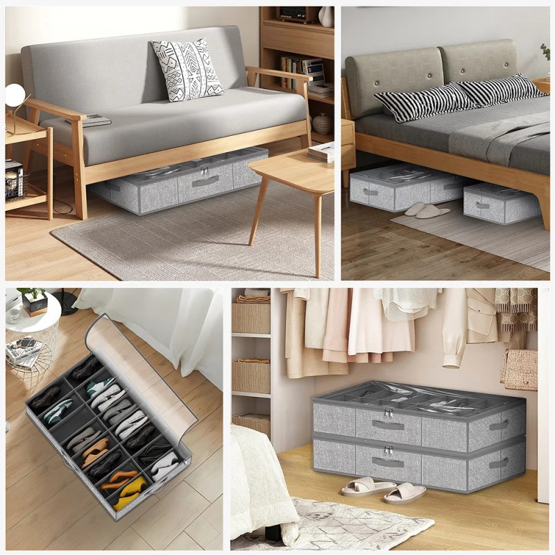 32 Pairs Foldable Underbed Shoe Storage Boxes Extra Large Underbed
