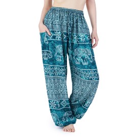 Lannaclothesdesign Women's Elephant Hippie Boho Yoga Harem Pants PJ