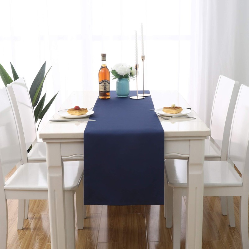 DUALIFE 2PCS Navy Table Runner Handcrafted Table Cloth Table Runners