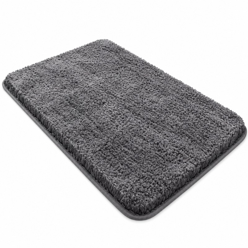 Rounded Thickened Bathroom Floor Mat, Plush Absorbent Bath Rug with