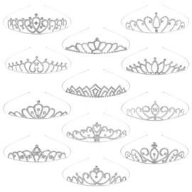 TOBATOBA 12Pcs Tiaras for Women Girls Sparkling Rhinestone Princess Tiaras Pack Crowns for Women Girls Bluk for Birthday Party Wedding School Classroom Costumes Proms