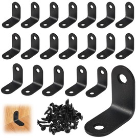 Pack of 20 Metal Brackets, Black, Stainless Steel Angle 30 x 30 x 16 mm, Metal Angle 90 Degrees, Small Angle with 40 Screws, L Clips, Angle Connector Stainless Steel for Wood Furniture Cabinets,