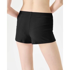 florence by mills | Rib Refresh Varigated Rib Cotton V Waist Short | Black | XX-Small