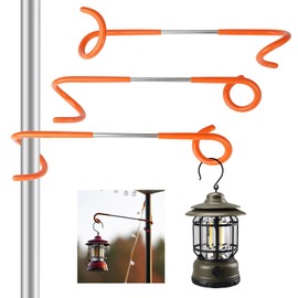 Pack of 3 Lantern Holders for Camping and Garden, Lantern Hooks Camping, Hanging for Tent Lamp, Tent Pole Hooks, Multi-Purpose Hooks for Camping, Hanging Lanterns, Kettle, Rubbish Bags (Double Head)