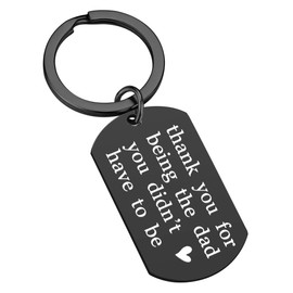iJuqi Step Dad Gift from Daughter Son - Father's Day Gifts Christmas Birthday Gifts for Stepdad from Kids Thank You for Loving Me AS Your Own Step Father Keychain