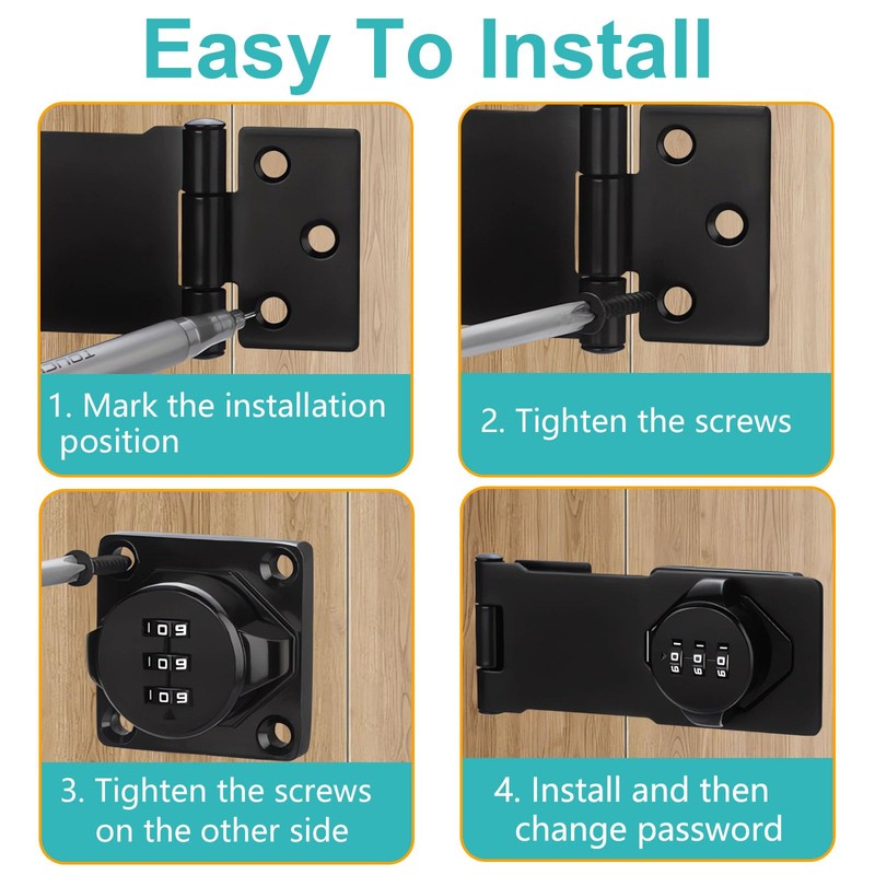 Closet Door Lock: 4.5inch Bifold Door Lock 3-Digit Password Cabinet