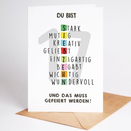 Lovely Cards - Puzzle Card Colourful - Premium Birthday Card for 17th Birthday Girls Boys Son Daughter - Gifts Teenager - Gifts Girls 17 Years - Birthday Card A6 (17 Years)