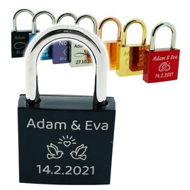 Love Lock with Engraving, Padlock, Romantic Gift for Wife, Husband, Boyfriend, Girlfriend for Valentine's Day, Wedding, Anniversary, Couples Gifts of Love, Anniversary