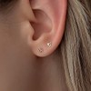 14k flat heart mini earrings, 2 types, layered gold earrings,