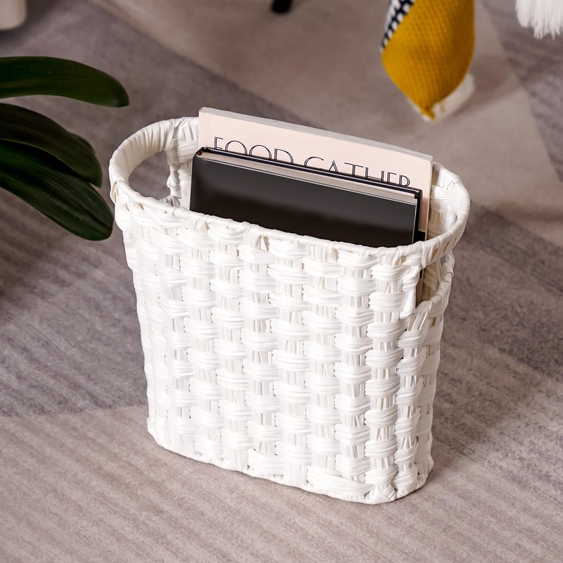 Wicker Waste Basket with Built-in Handles, Multifunctional Mini Basket for