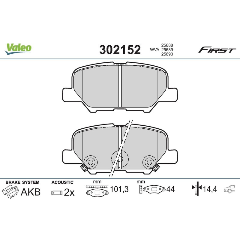 Valeo 302152 Brake Pad Set Disc Parking Brake
