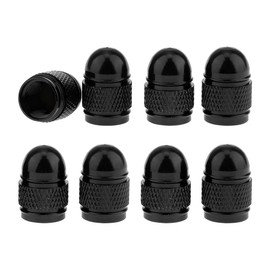 CGEAMDY Pack of 8 Car Valve Caps Cover, Car Valve Aluminium Caps, Car Tyre Bullet Valve Cap, Tyre Valve Dust Caps, Universal Replacement (Black)