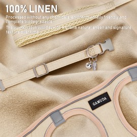 GAMUDA Small Pet Harness Collar and Leash Set, Step in No Chock No Pull Linen Fabric Soft Mesh Dog Vest Harnesses Reflective for Dogs Puppy Cats Kitten Rabbit (Khaki, XXS)