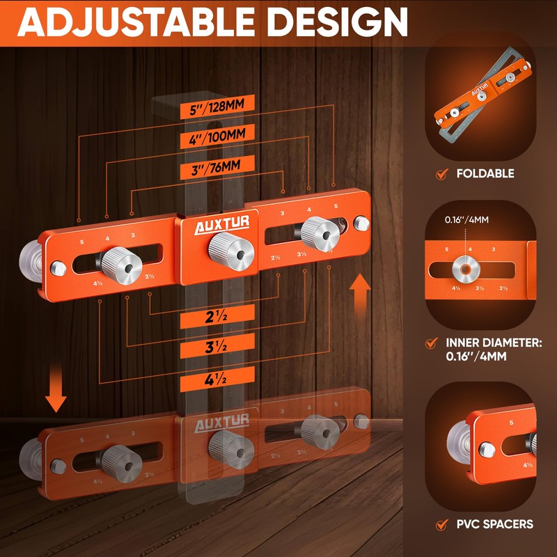 AUXTUR Cabinet Hardware Jig with Deep Hole Pencil, Adjustable Cabinet