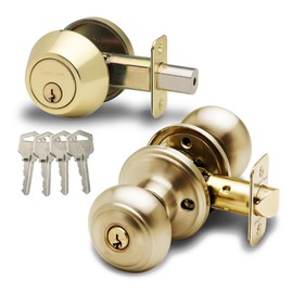 Copper Creek CKDB141PB Colonial Door Knob keyed Alike with Deadbolt Combination, Polished Brass