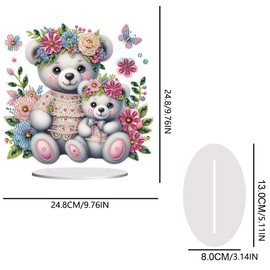Awesocrafts Diamond Art Table Top Ornaments Bear, 5D Diamond Painting Tabletop Decorations Special Shape Crystal Art Christmas Desktop Decor (Bear)