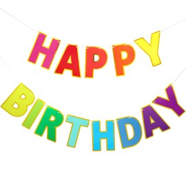 LITAUS Colorful Happy Birthday Banner - 9ft Pre-Strung No DIY Backdrop Sign for Parties, Adults, Kids, Women, Men, Boys & Girls - Birthday Decorations & Party Supplies