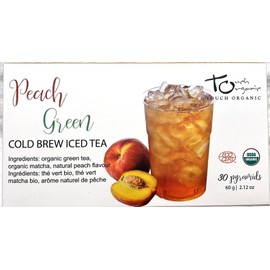 Generic Iced Tea Cold Brew PEACH GREEN Tea w/Matcha 30 Pyramids by Touch Organic