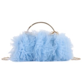 EVEOUT Mesh Floral Evening Clutch Bag for Women Elegant Lace Flower Wedding Purse Handbag with Chain Shoulder Bag for Party Prom