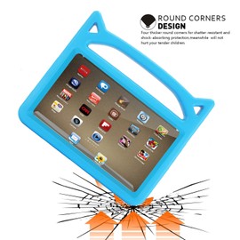 2019 All-New 7 Tablet Case,Riaour Light Weight Shock Proof Convertible Handle Stand EVA Protective Kids Case for 7 inch Display Tablet (Blue)