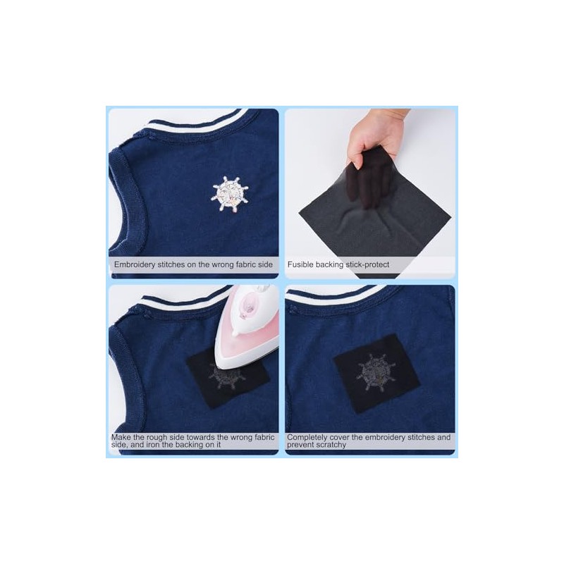 Simthread Fusible Iron-on Embroidery Backing Protect Flexible Knit Mesh Black